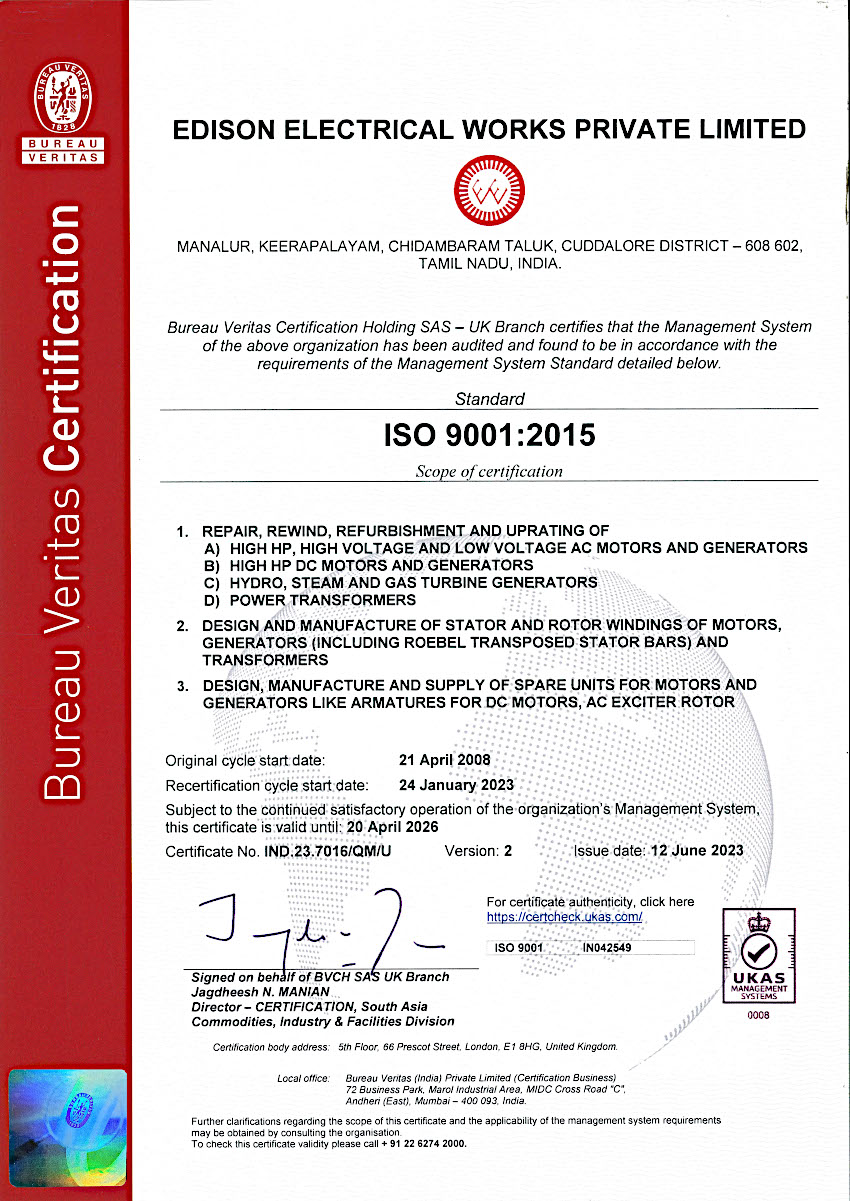 ISO 9001-2015 Upto 20 Apr 2026